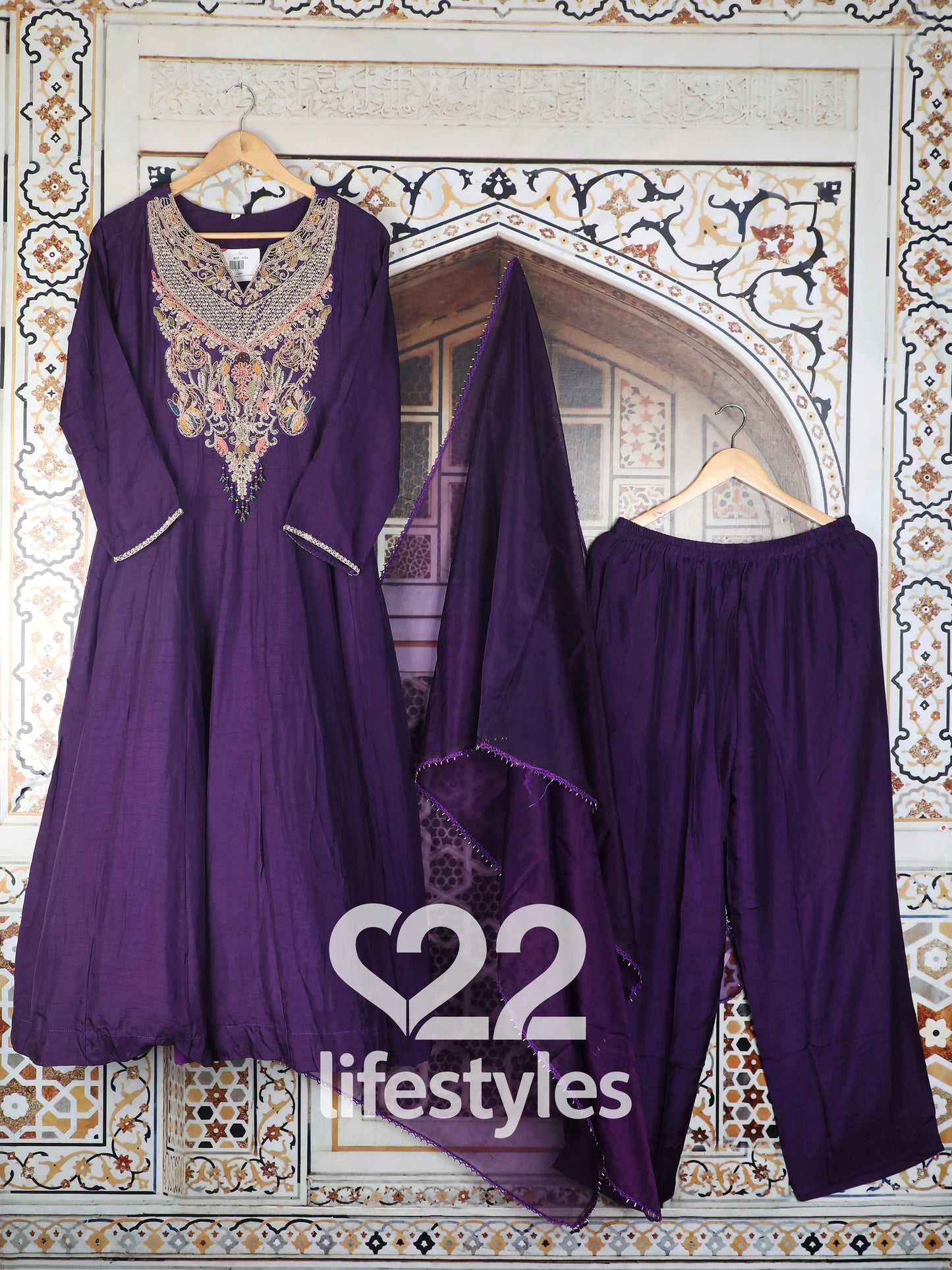 Purple Pure Crepe Readymade Salwar Suit