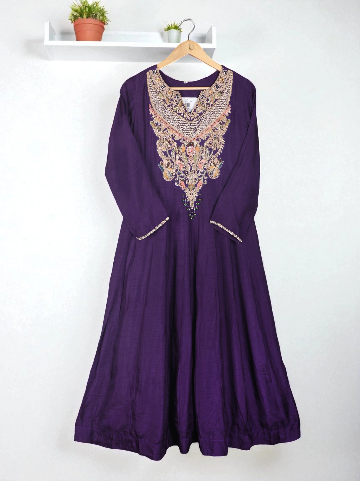 Purple Pure Crepe Readymade Salwar Suit