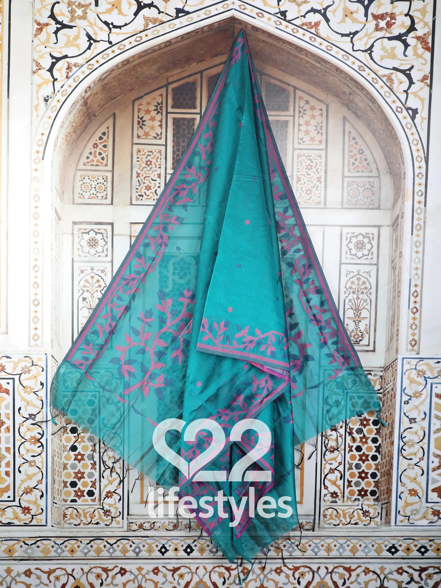 Maheshwari Jamdani Teal Readymade Salwar Suit Set