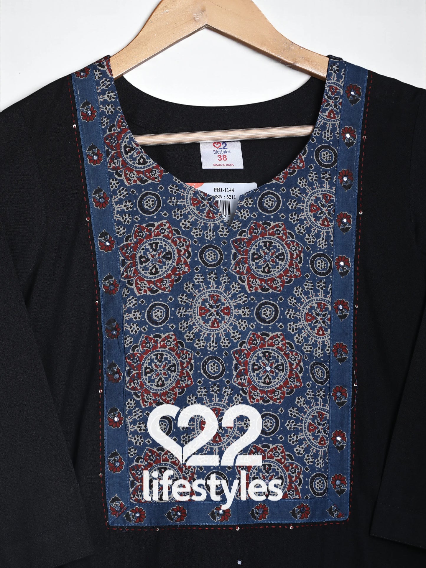 Blue Handloom Ajrakh Print Readymade Salwar Suit