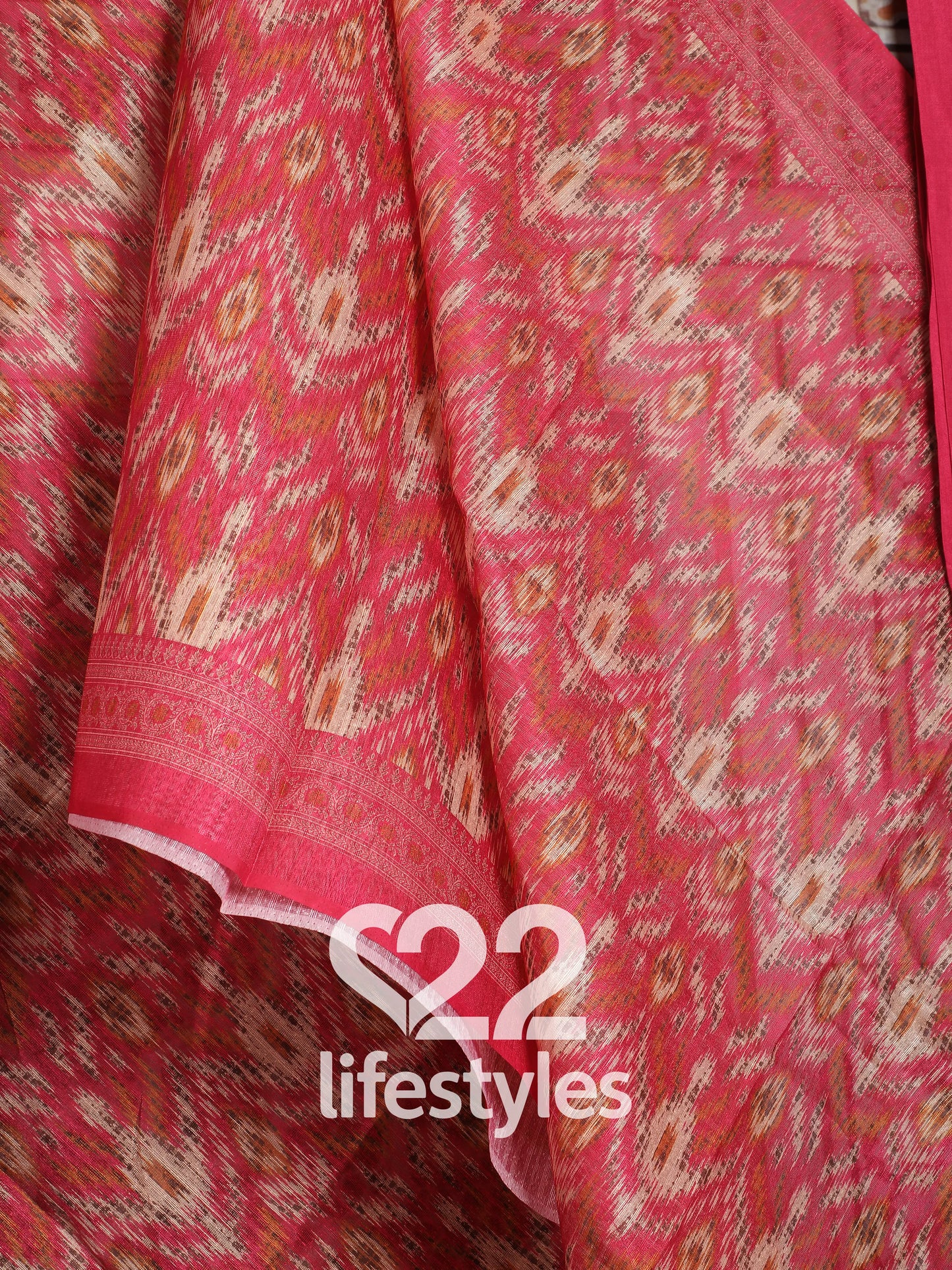Red Linen Modal Blend Unstitched Salwar Suit