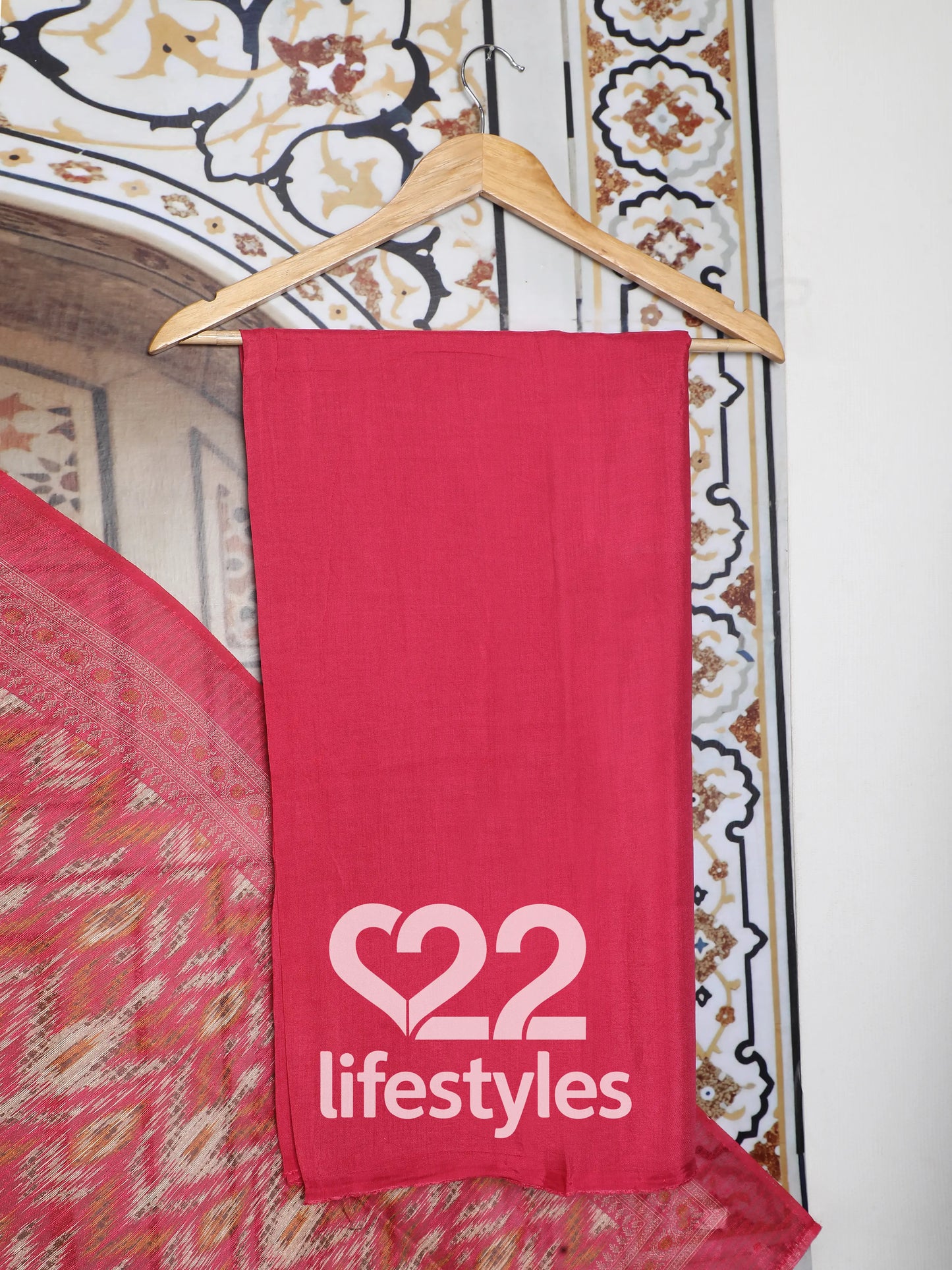 Red Linen Modal Blend Unstitched Salwar Suit