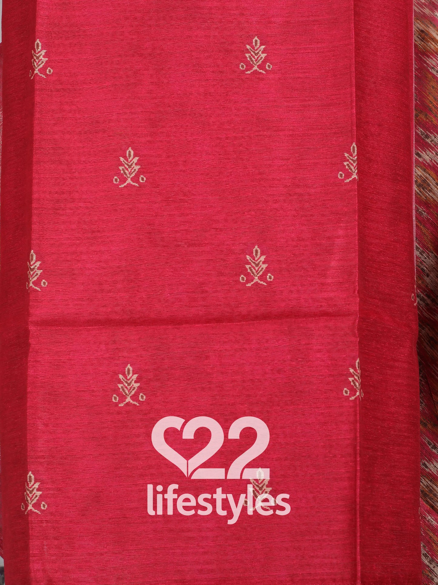 Red Linen Modal Blend Unstitched Salwar Suit