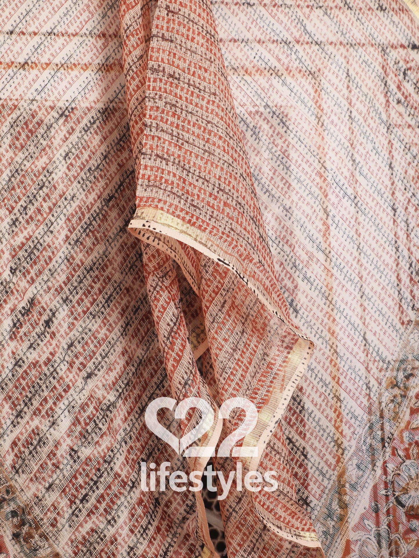 Red Cotton Kalamkari Doria Unstitched Salwar Suit