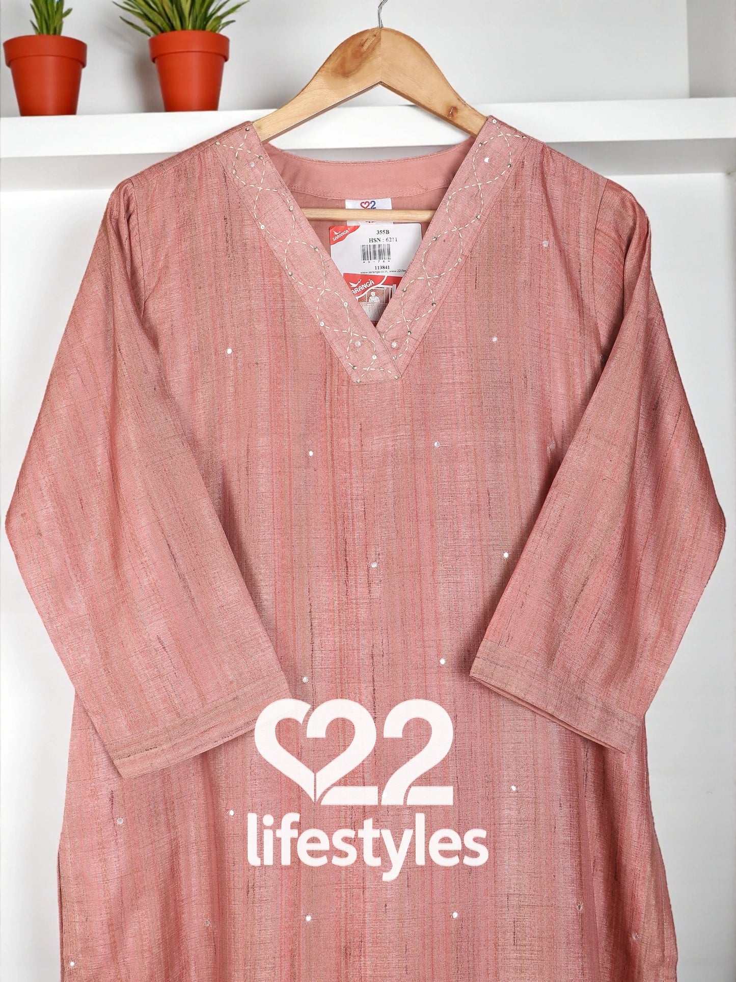 Rose Pink Tussar Readymade Salwar Suit