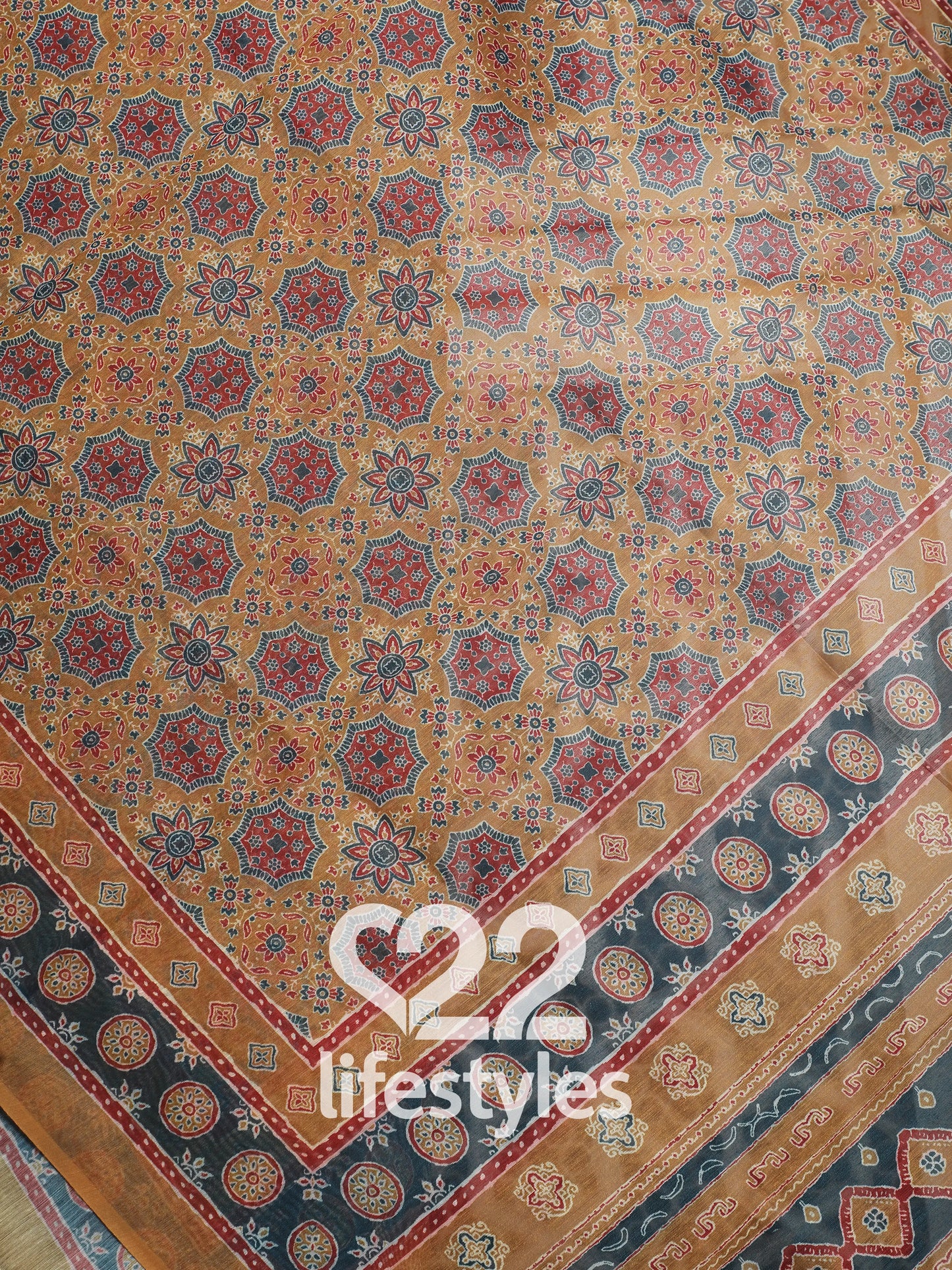 Yellow Ajrakh Unstitched Salwar Suit