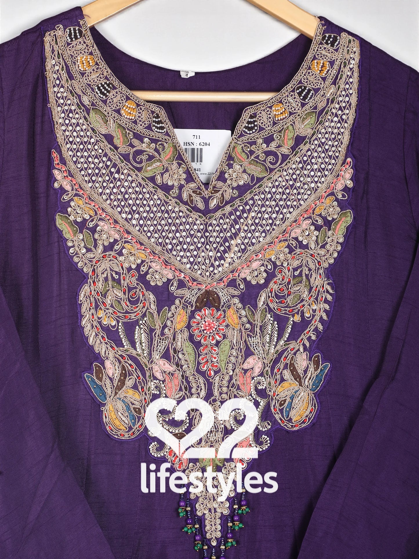 Purple Pure Crepe Readymade Salwar Suit