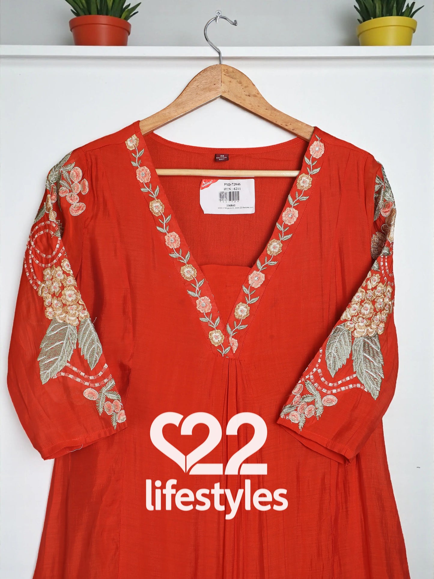 Orange Mul-Chanderi Readymade Salwar Suit