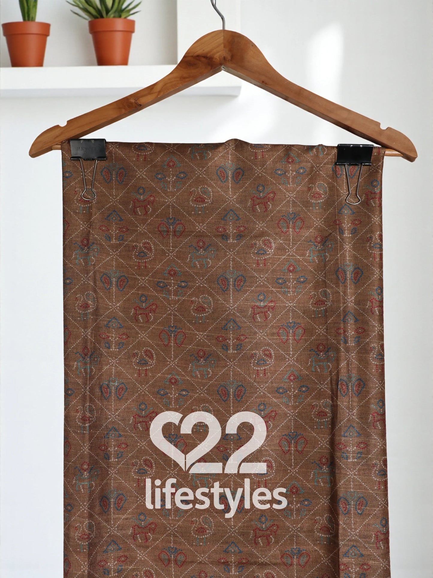 Brown Tussar Silk Unstitched Salwar Suit