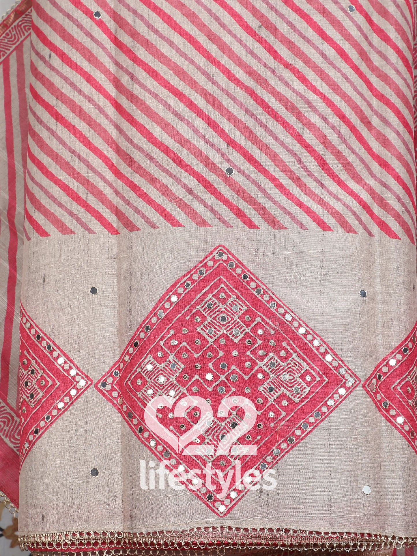 Pink Tussar Unstitched Salwar Suit