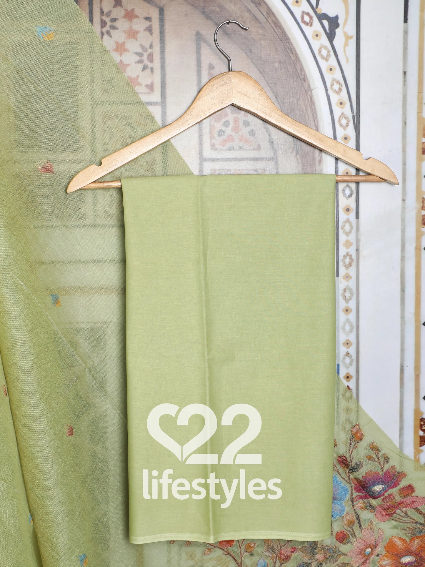 Green Jamdani Unstitched Salwar Suit