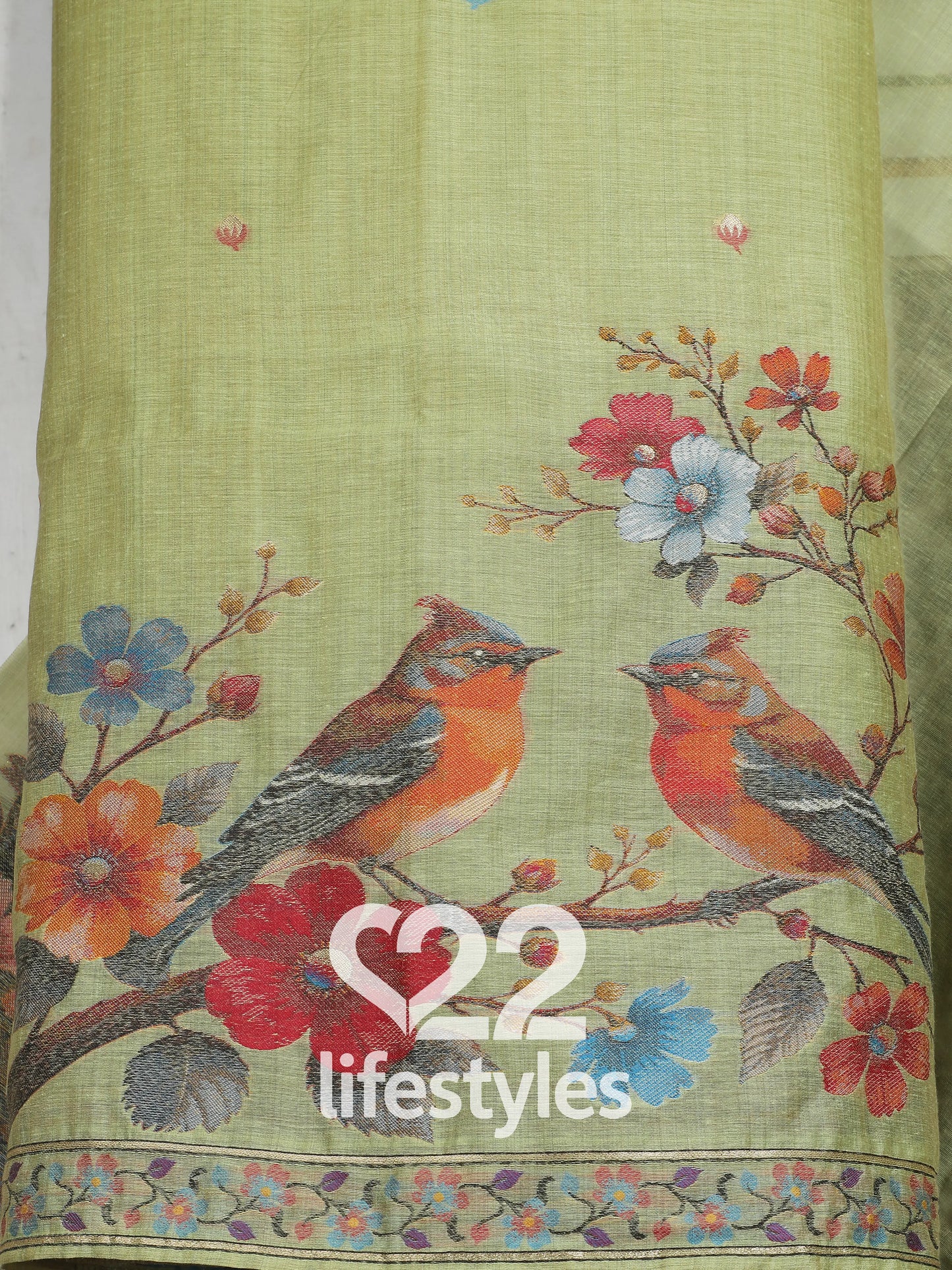 Green Jamdani Unstitched Salwar Suit