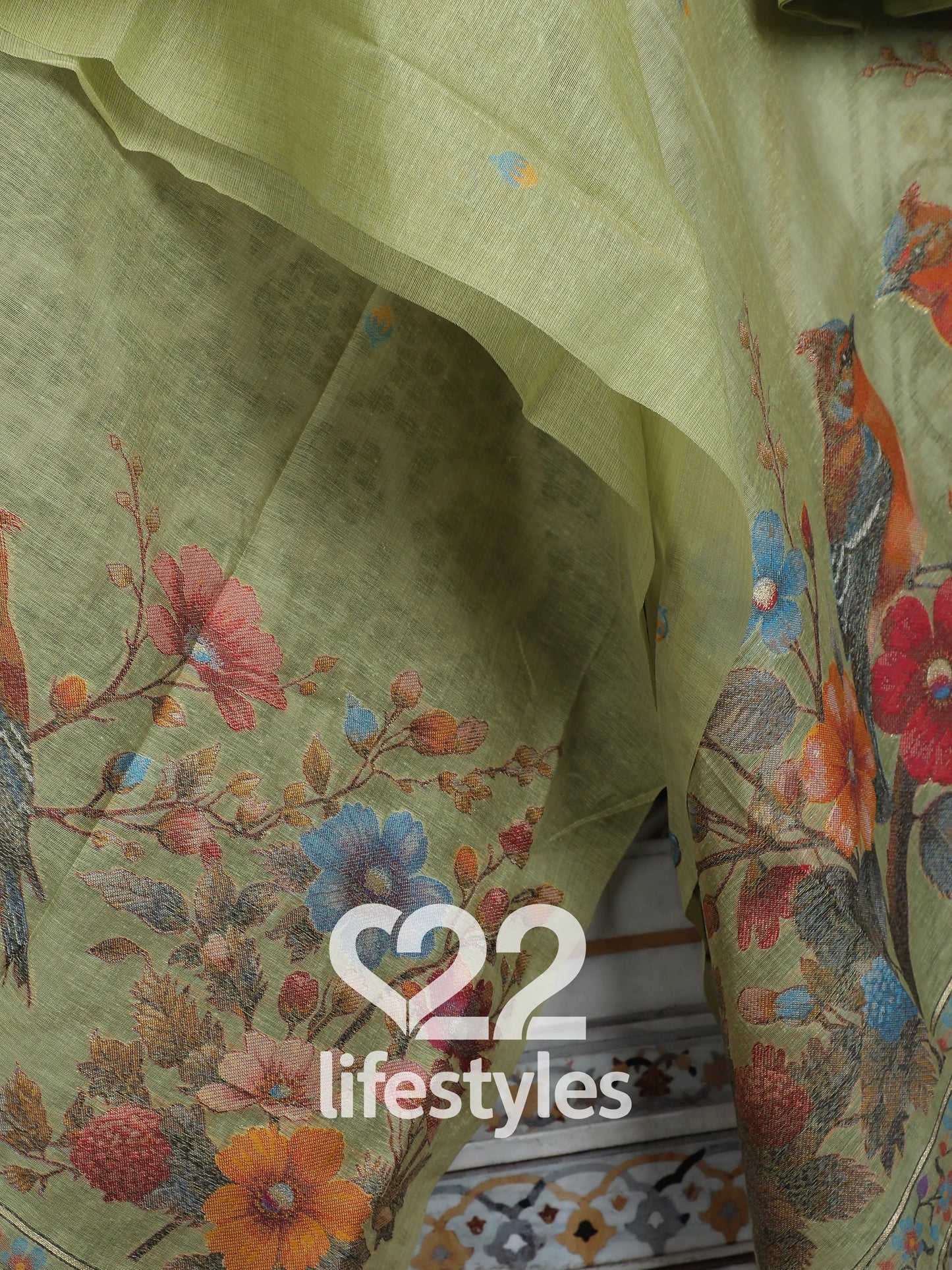 Green Jamdani Unstitched Salwar Suit