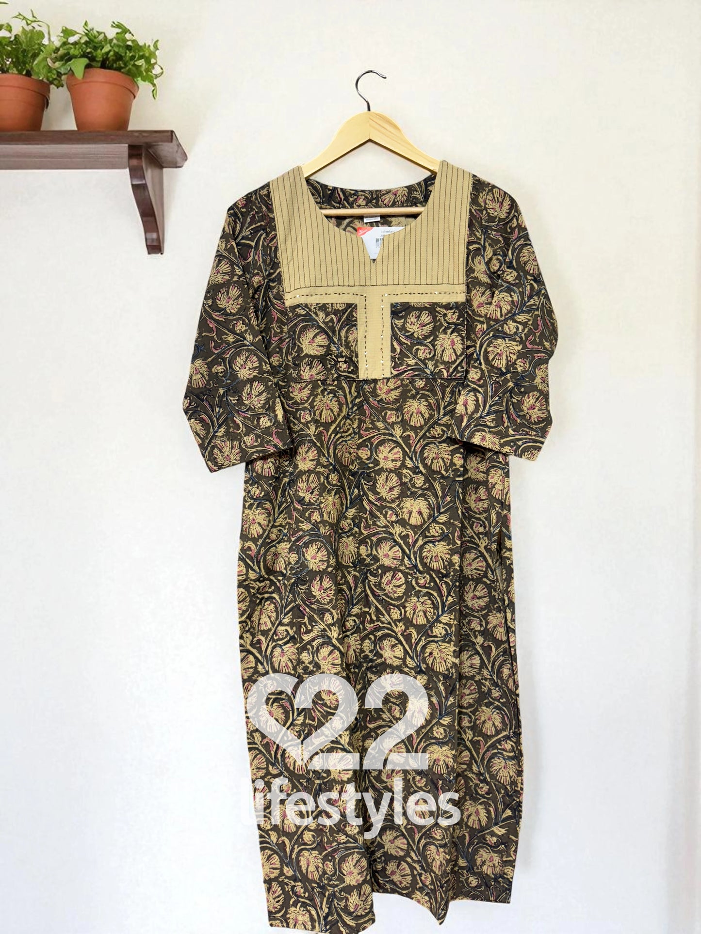 Green Kalamkari Kantha Readymade Salwar Suit