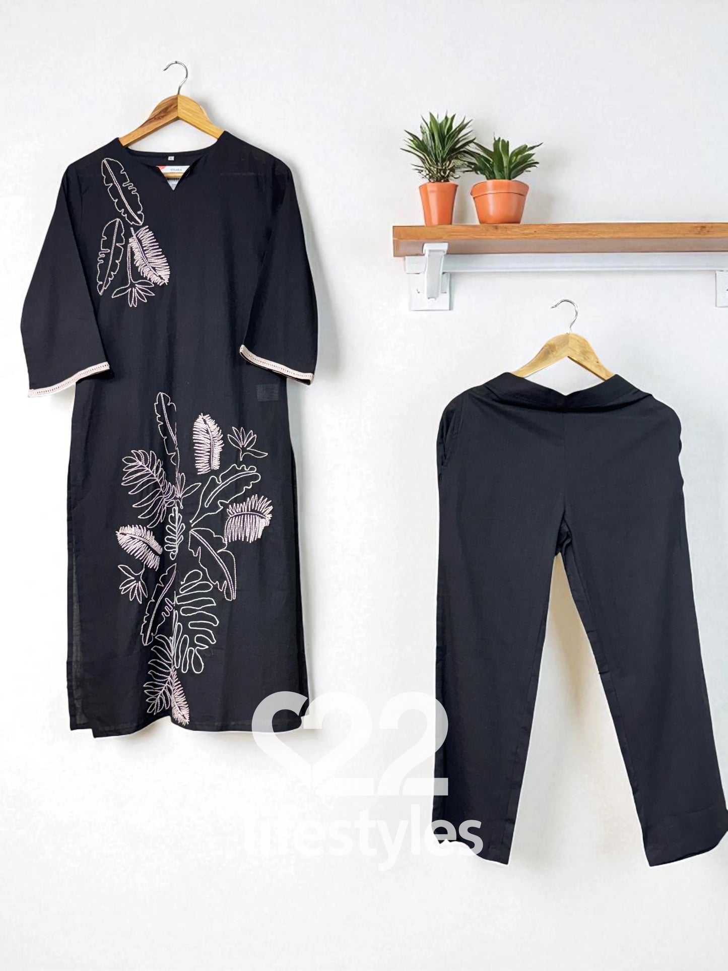 Black Embroidery Co-ord-Set Readymade