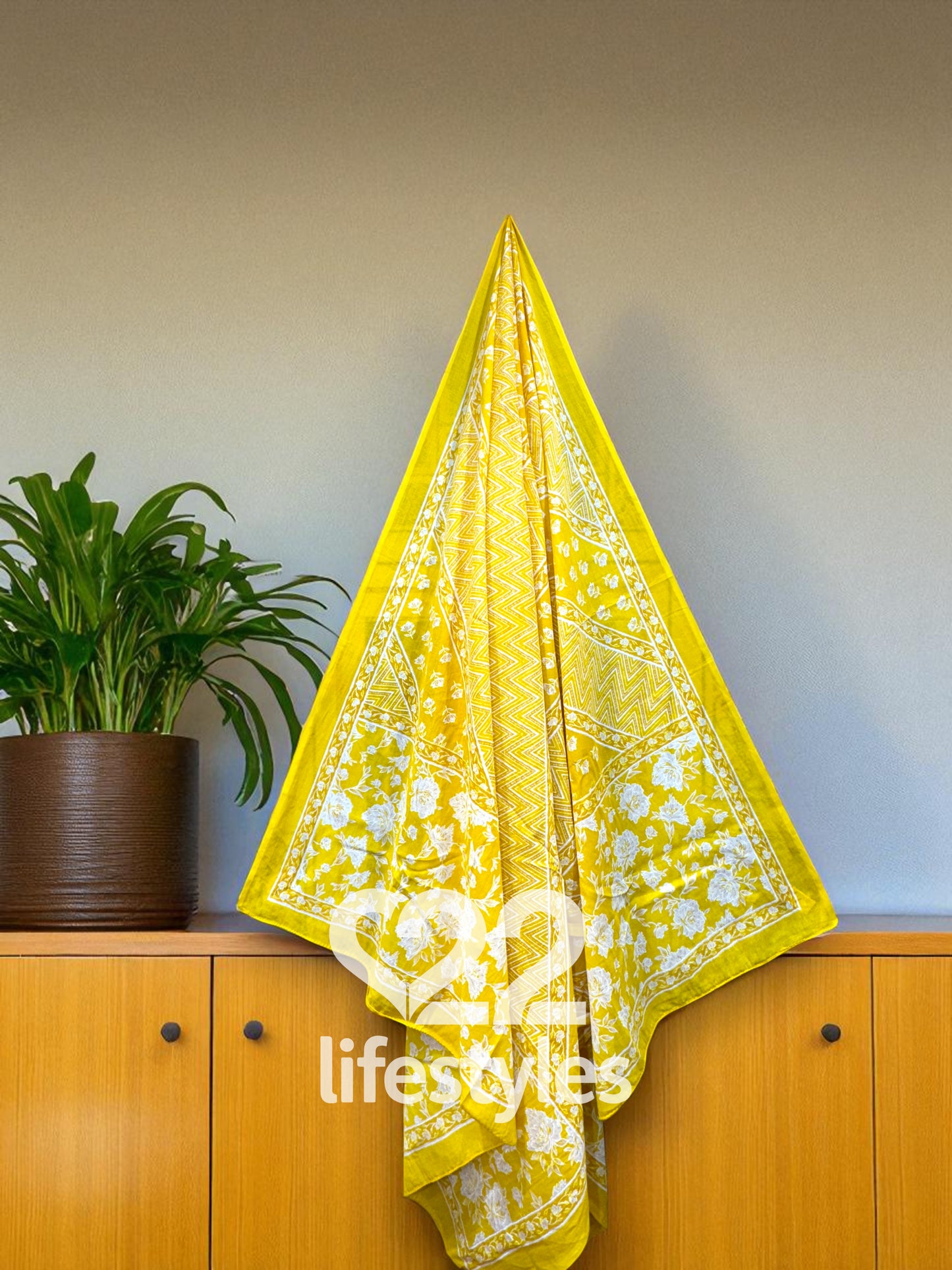 Lemon Yellow White Angrakha Readymade Salwar Suit
