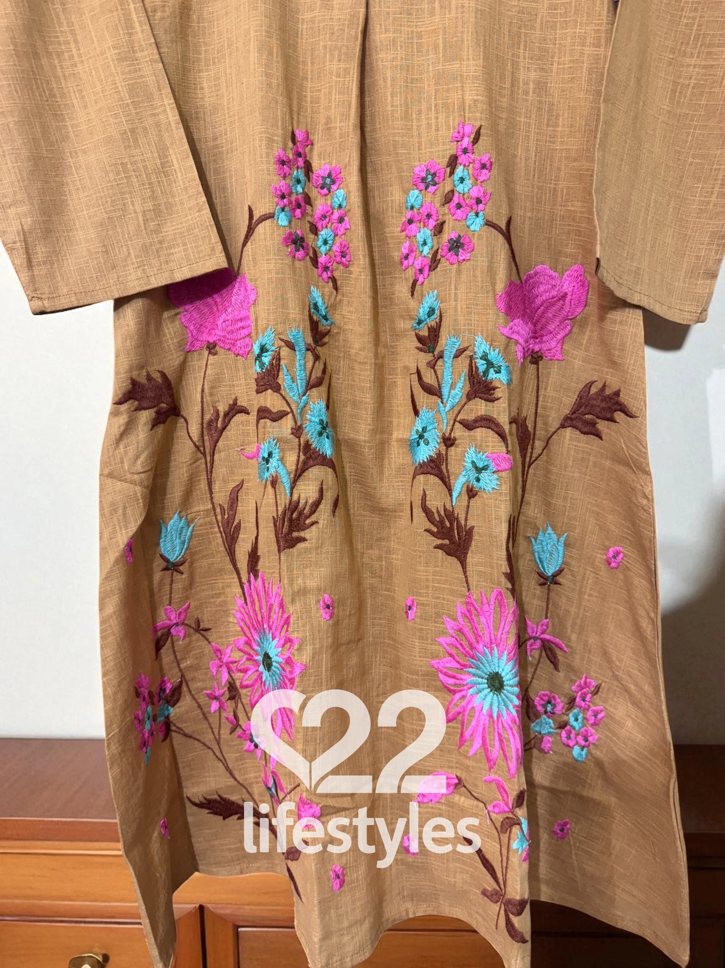 Rust Embroidery Co-ord-Set Readymade