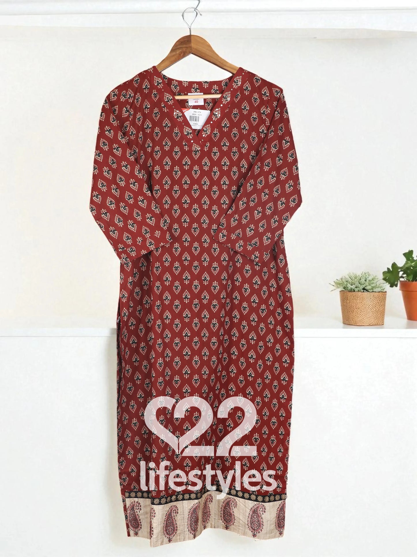 Brown Mul Mul Readymade Salwar Suit