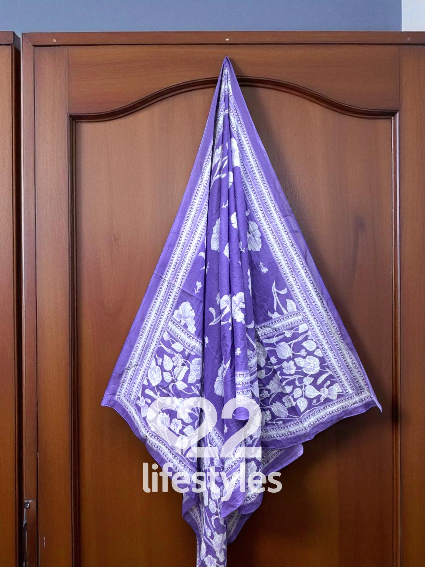 Purple Handblock Floral Readymade Salwar Suit
