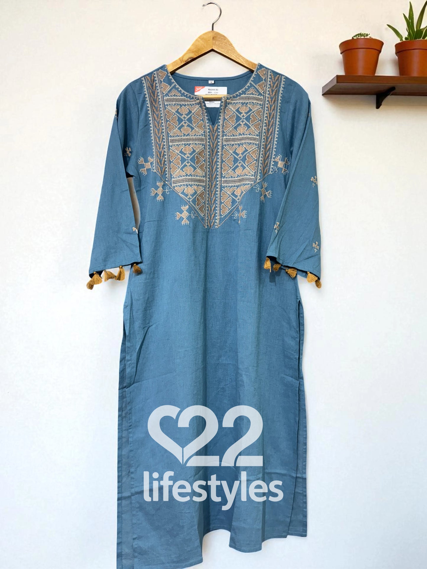 Blue Neckline Embroidery Co-ord-Set Readymade