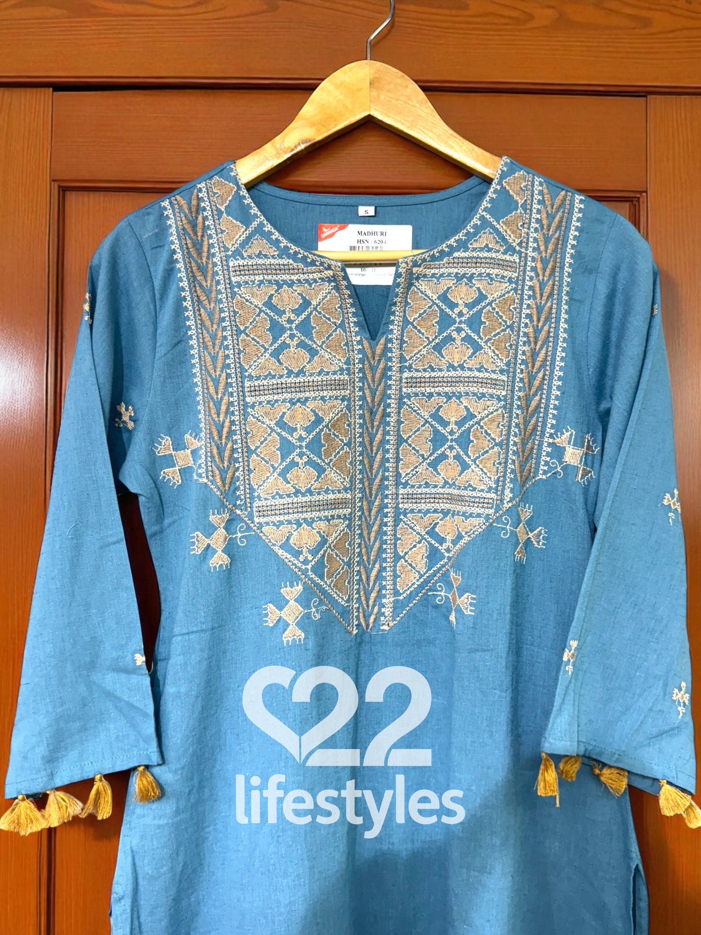 Blue Neckline Embroidery Co-ord-Set Readymade