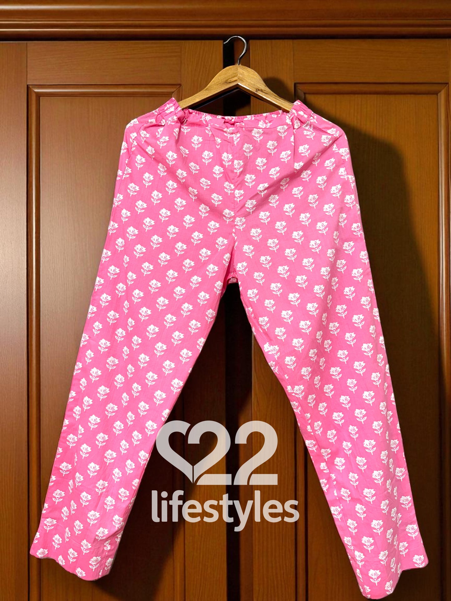 Pink Handblock Floral Readymade Salwar Suit