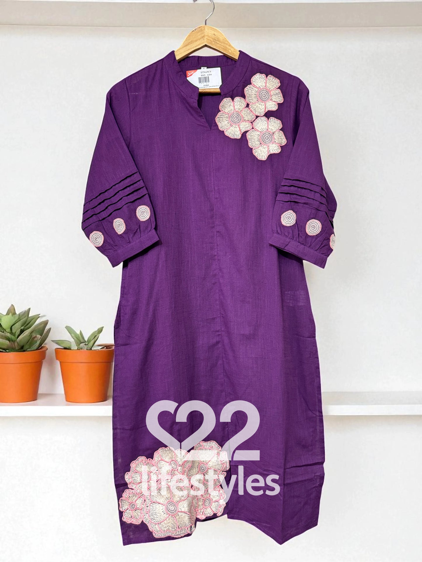 Dark Purple Embroidery Co-ord-Set Readymade