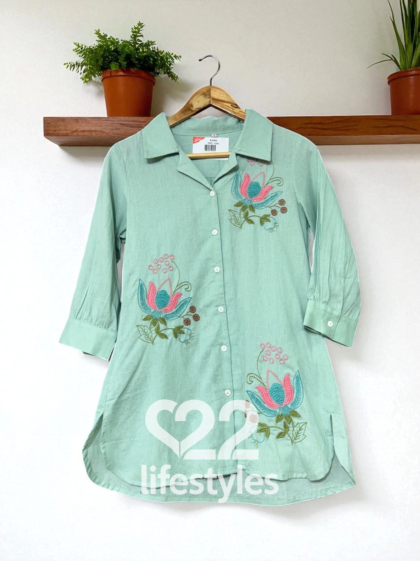 Light sea Green Embroidery Co-ord-Set Readymade