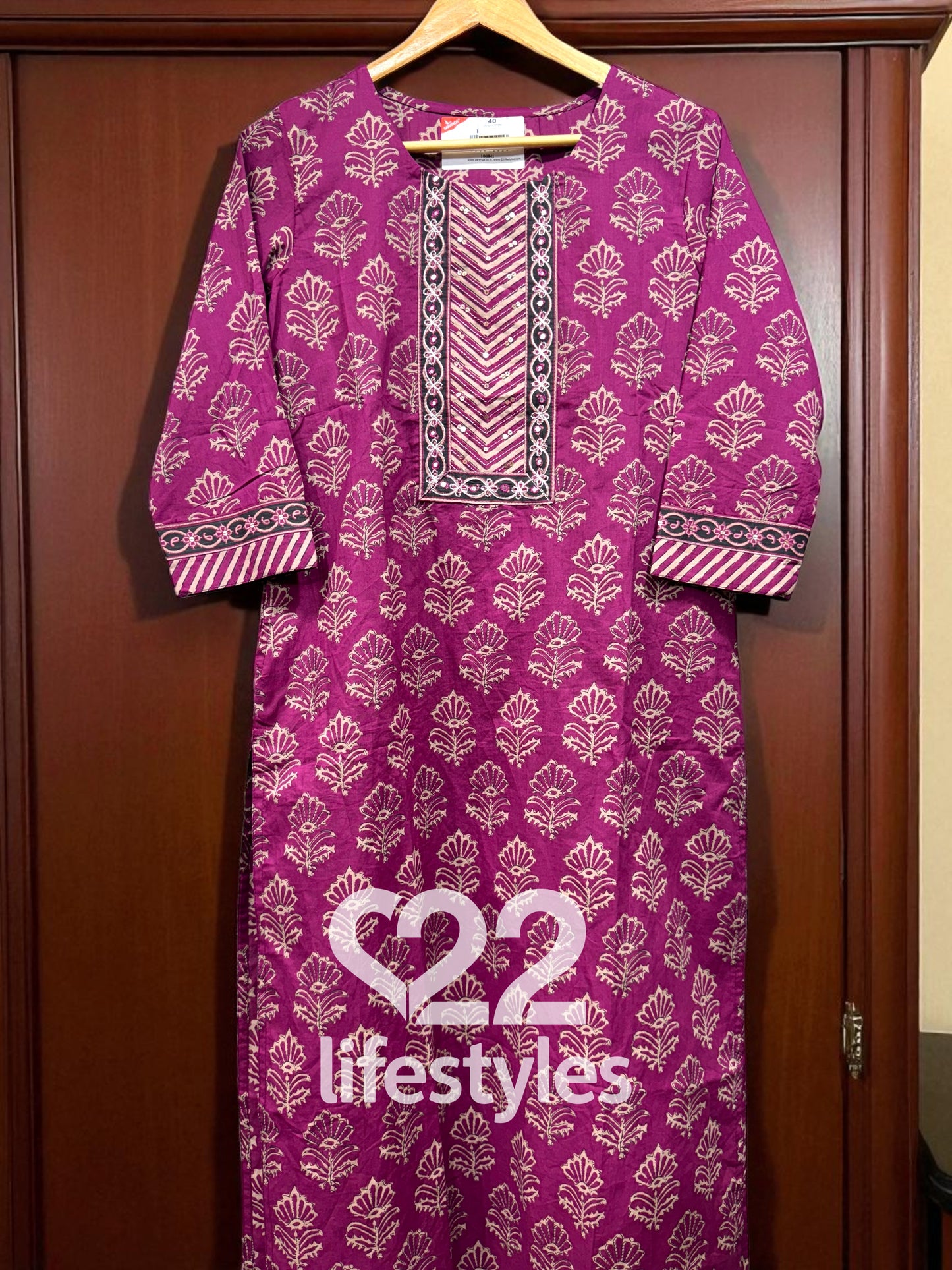 Wine Handblock Readymade Salwar Suit