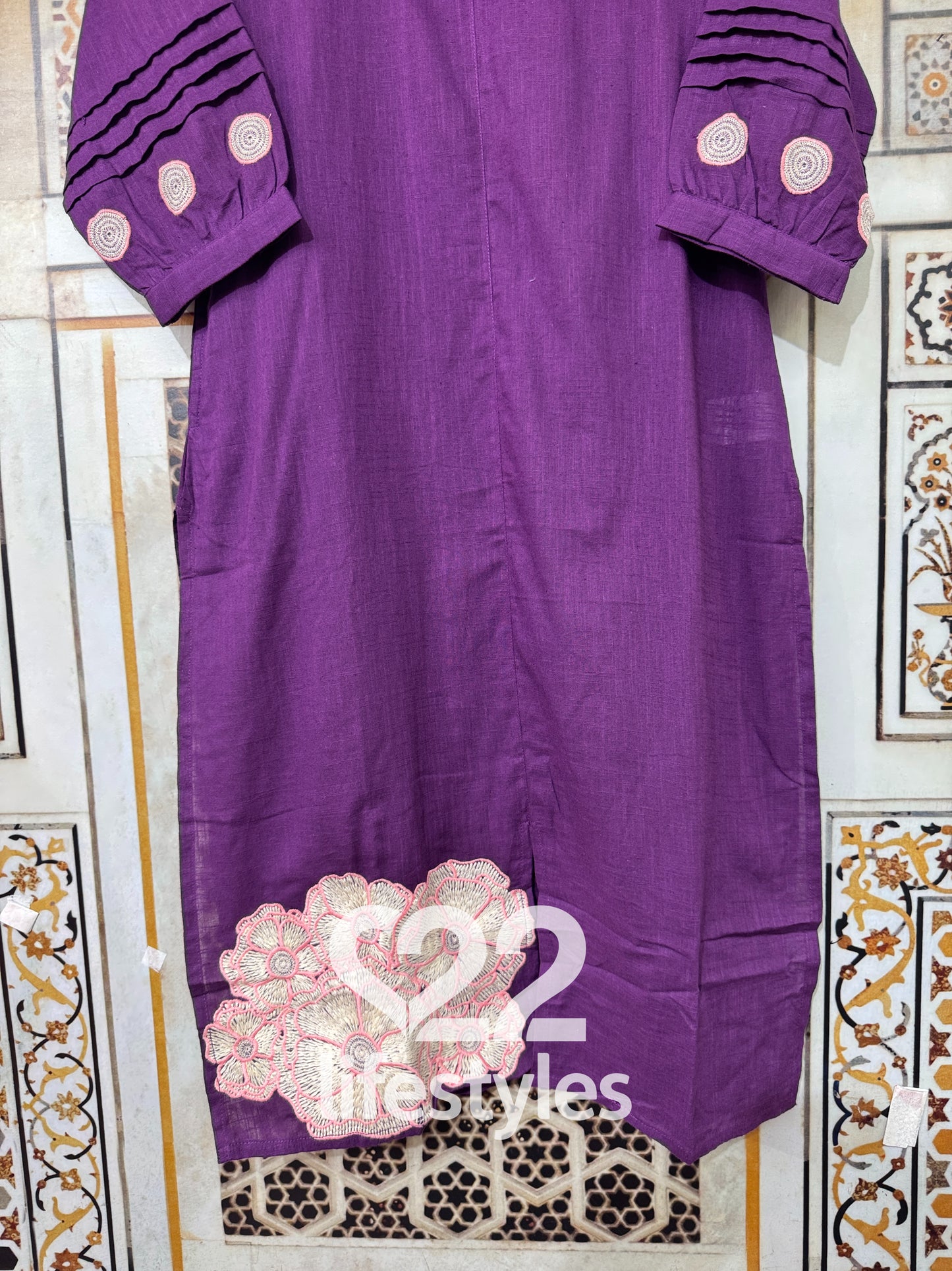 Dark Purple Embroidery Co-ord-Set Readymade