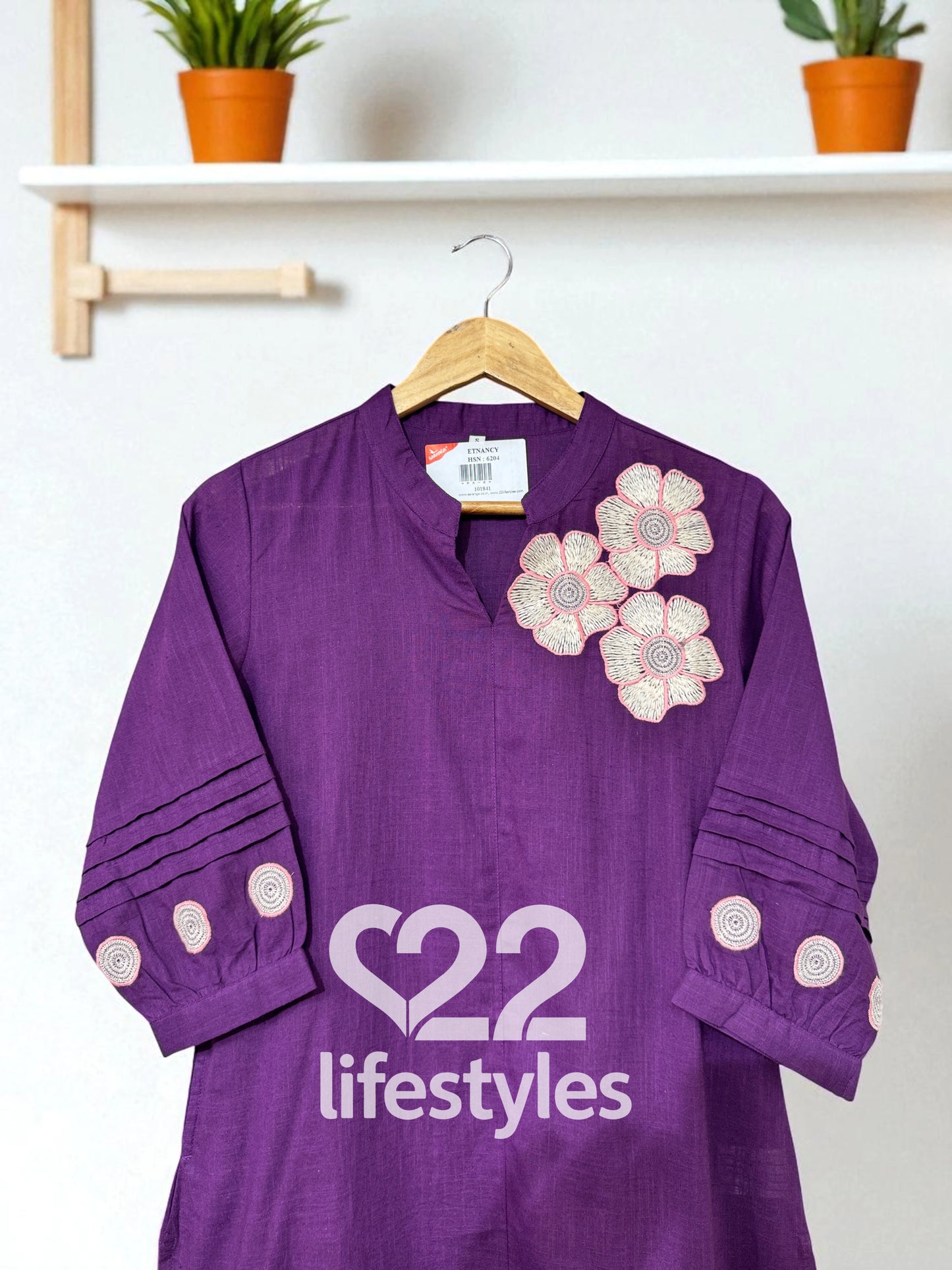 Dark Purple Embroidery Co-ord-Set Readymade