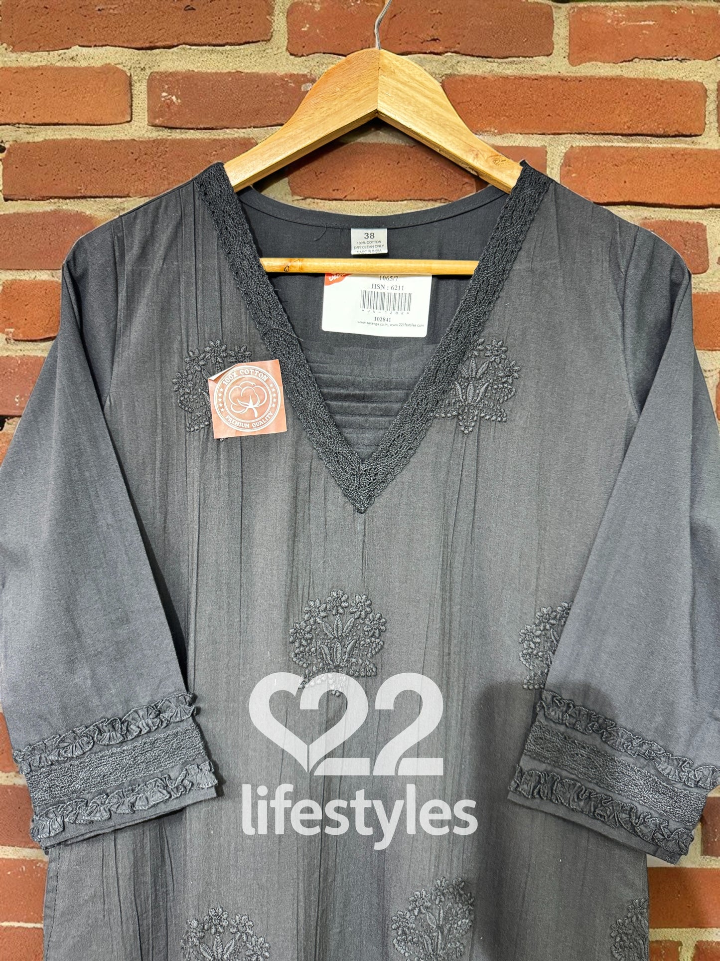 Black Self Thread Work Readymade Salwar Suit