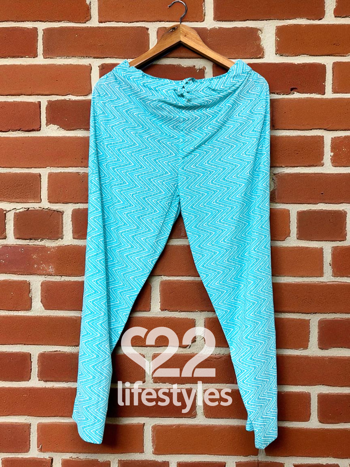 Turquoise Angrakha Handblock Readymade Salwar Suit