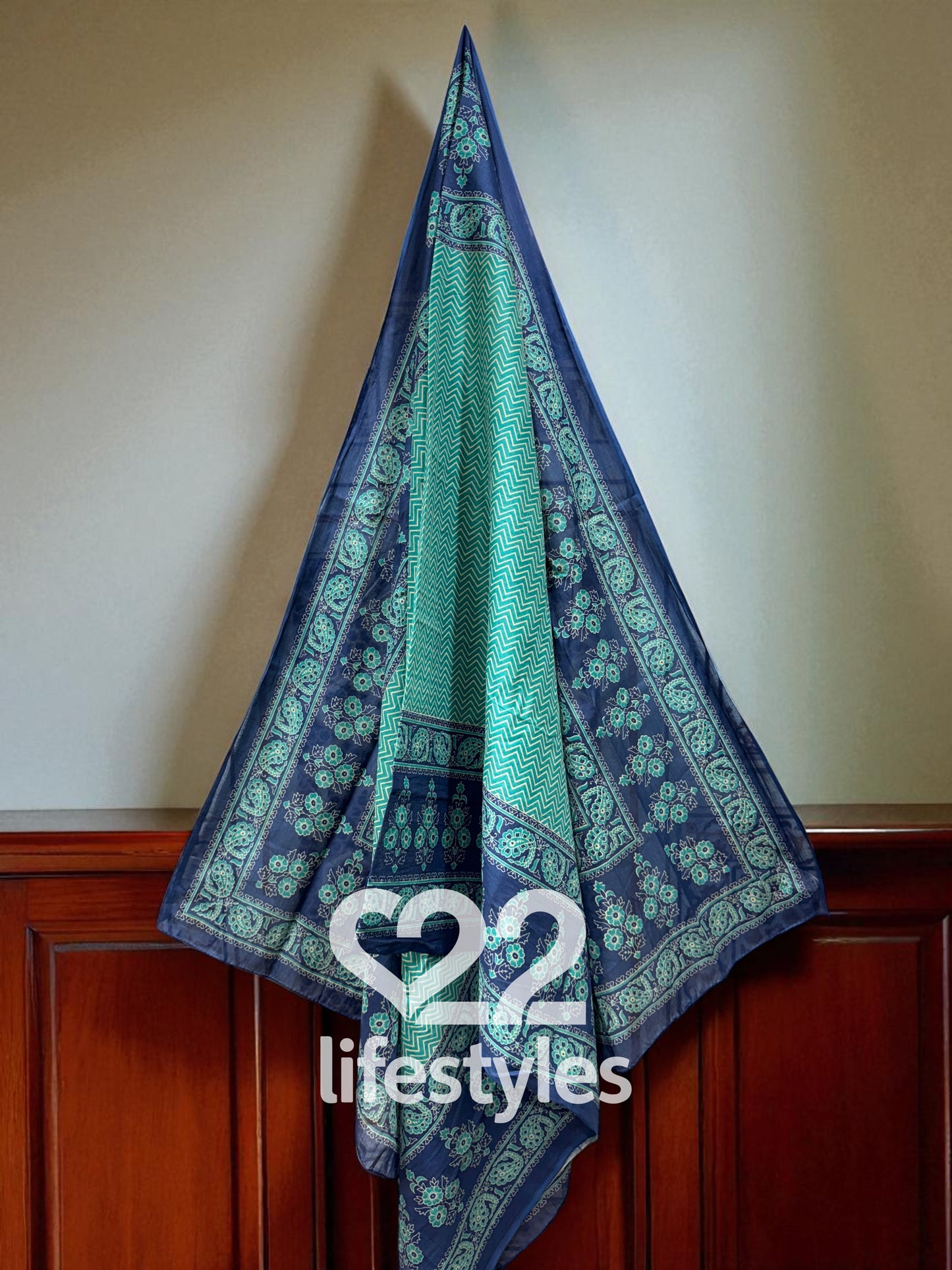 Blue Ikkat Print Handblock Readymade Salwar Suit