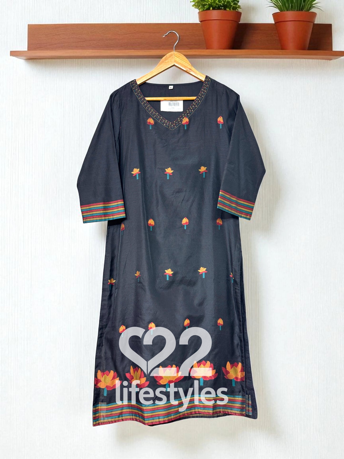 Black Jamdani Mul Chanderi Readymade Salwar Suit