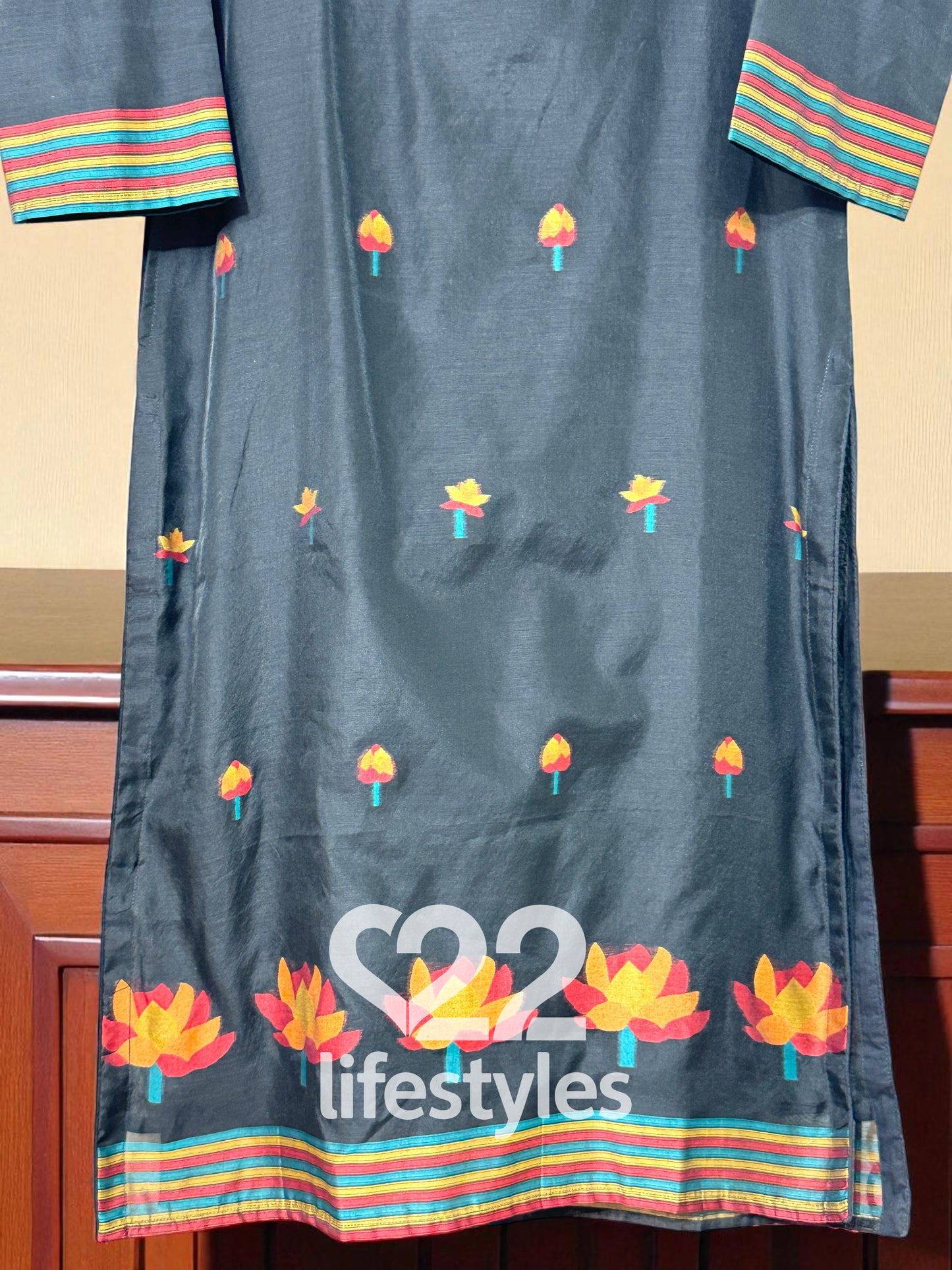 Black Jamdani Mul Chanderi Readymade Salwar Suit