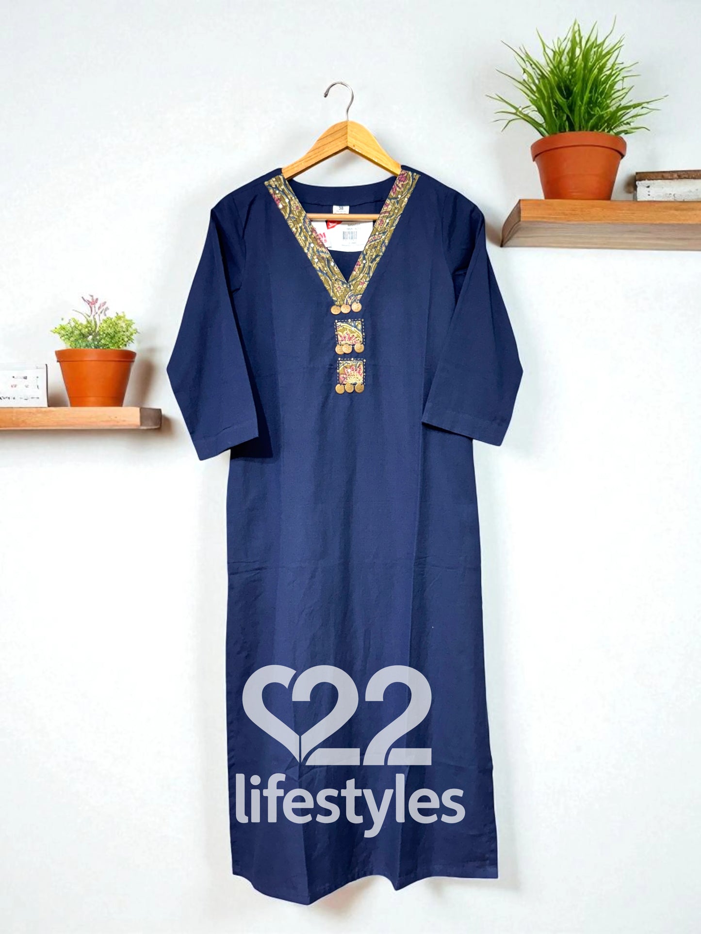 Blue Cut Work Handloom Readymade Salwar Suit
