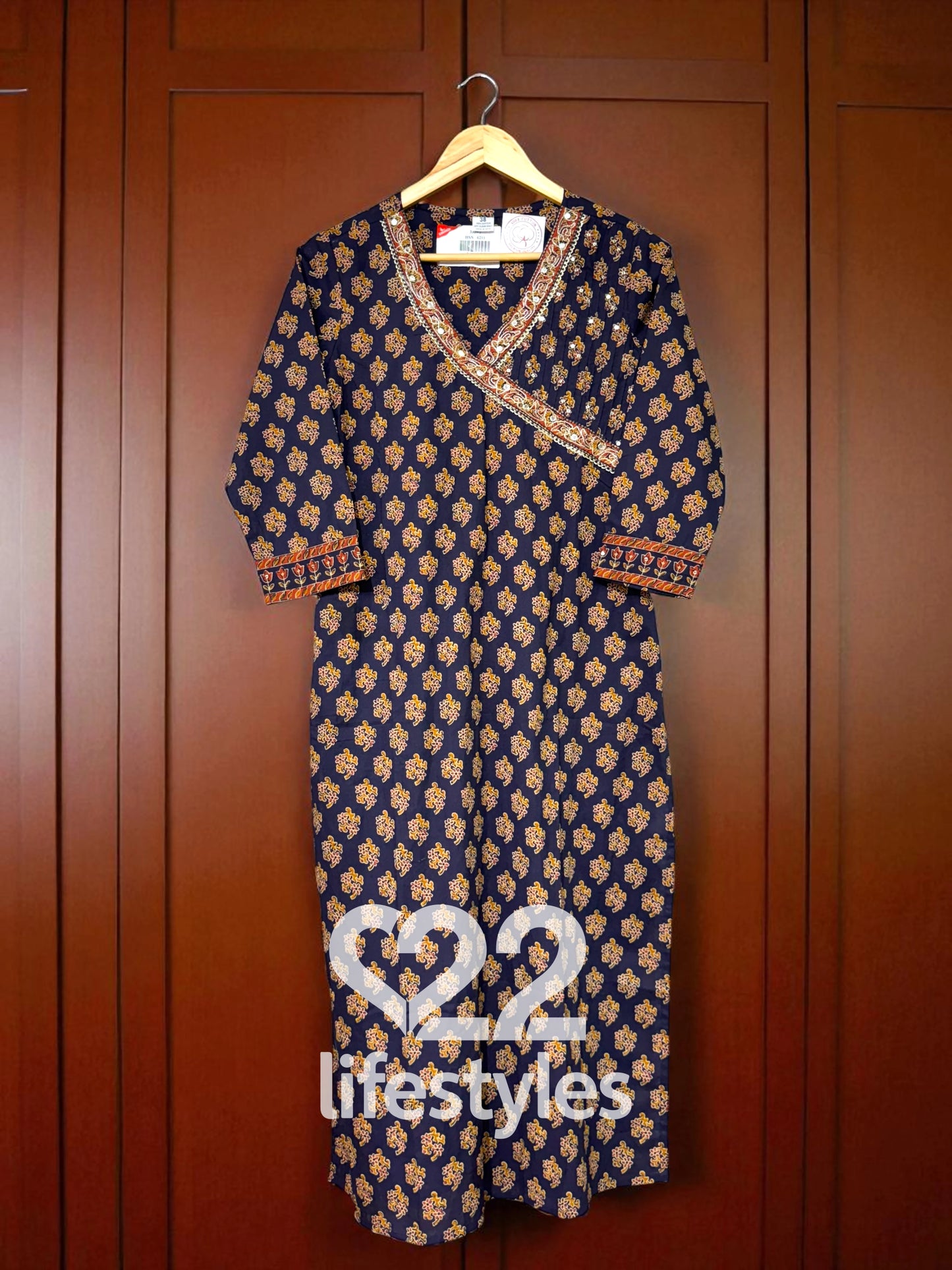Dark Purple Cotton Ajrakh Readymade Salwar Suit