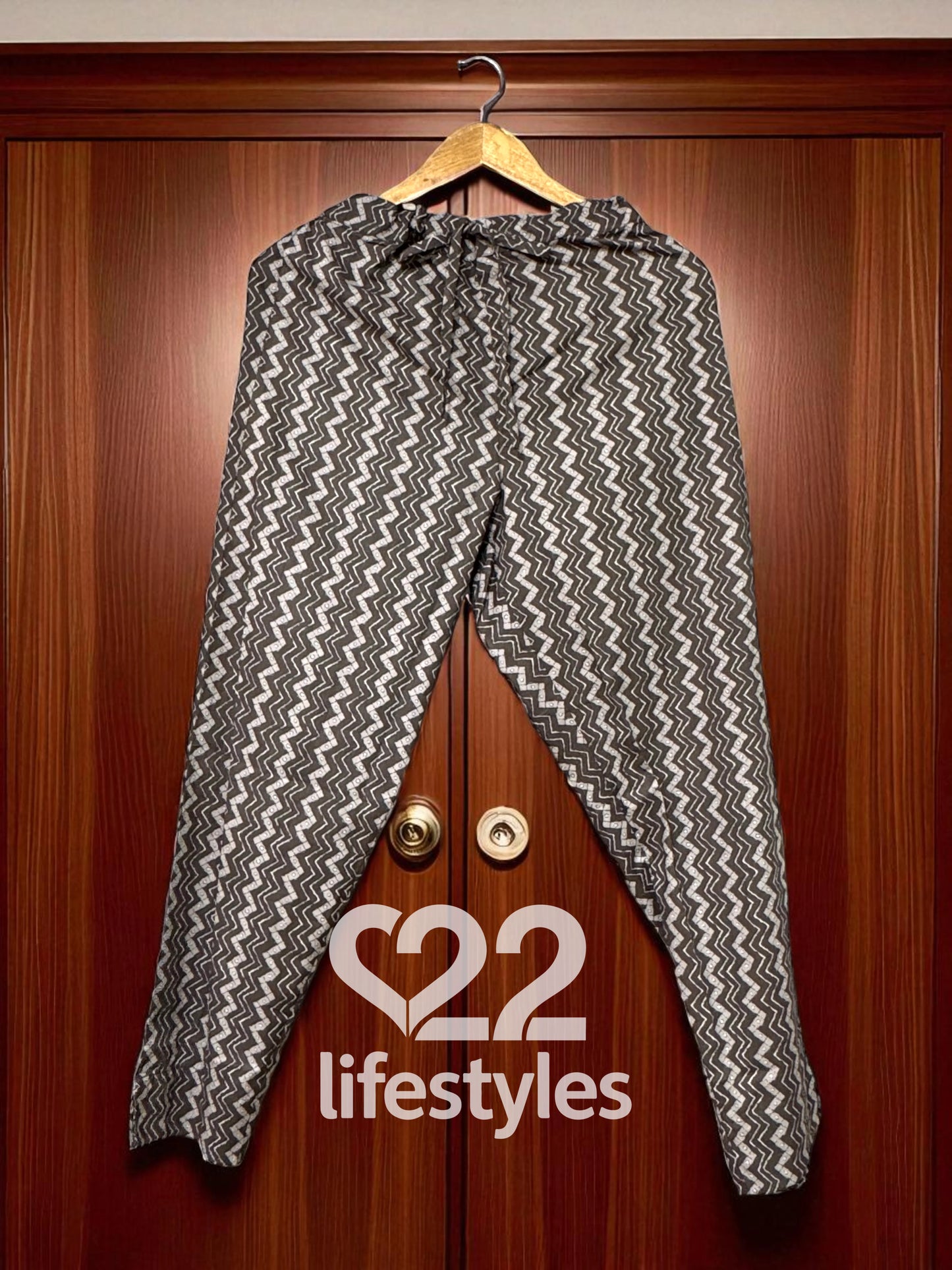 Brown With Off-White Floral and Geometric Block Prints.