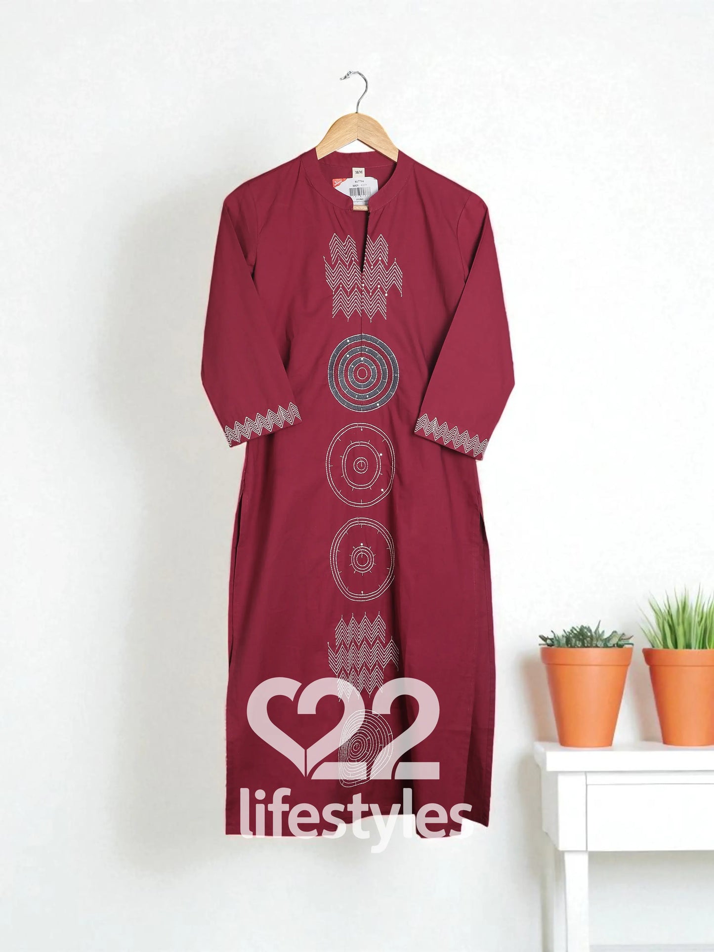 Maroon Cotton Readymade Salwar Suit Set