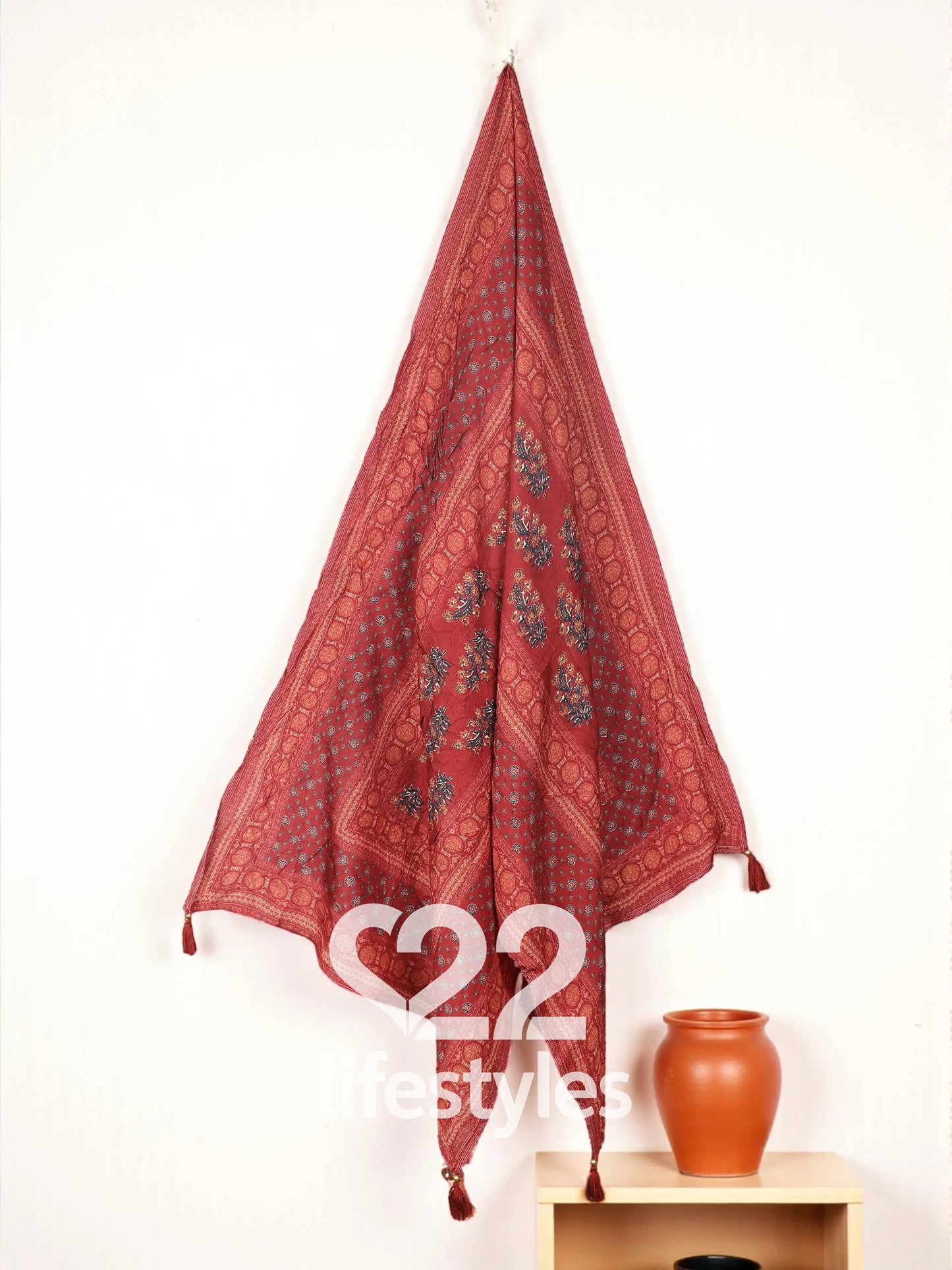 Rust Red Muslin Readymade Salwar Suit Set