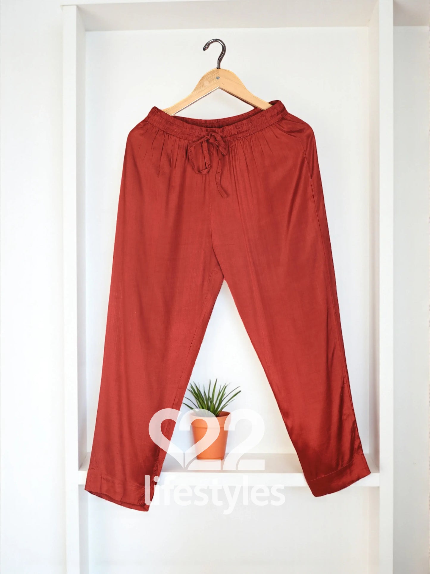 Rust Red Muslin Readymade Salwar Suit Set