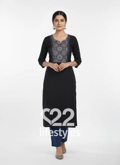 Blue Handloom Ajrakh Print Readymade Salwar Suit