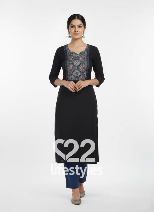 Blue Handloom Ajrakh Print Readymade Salwar Suit