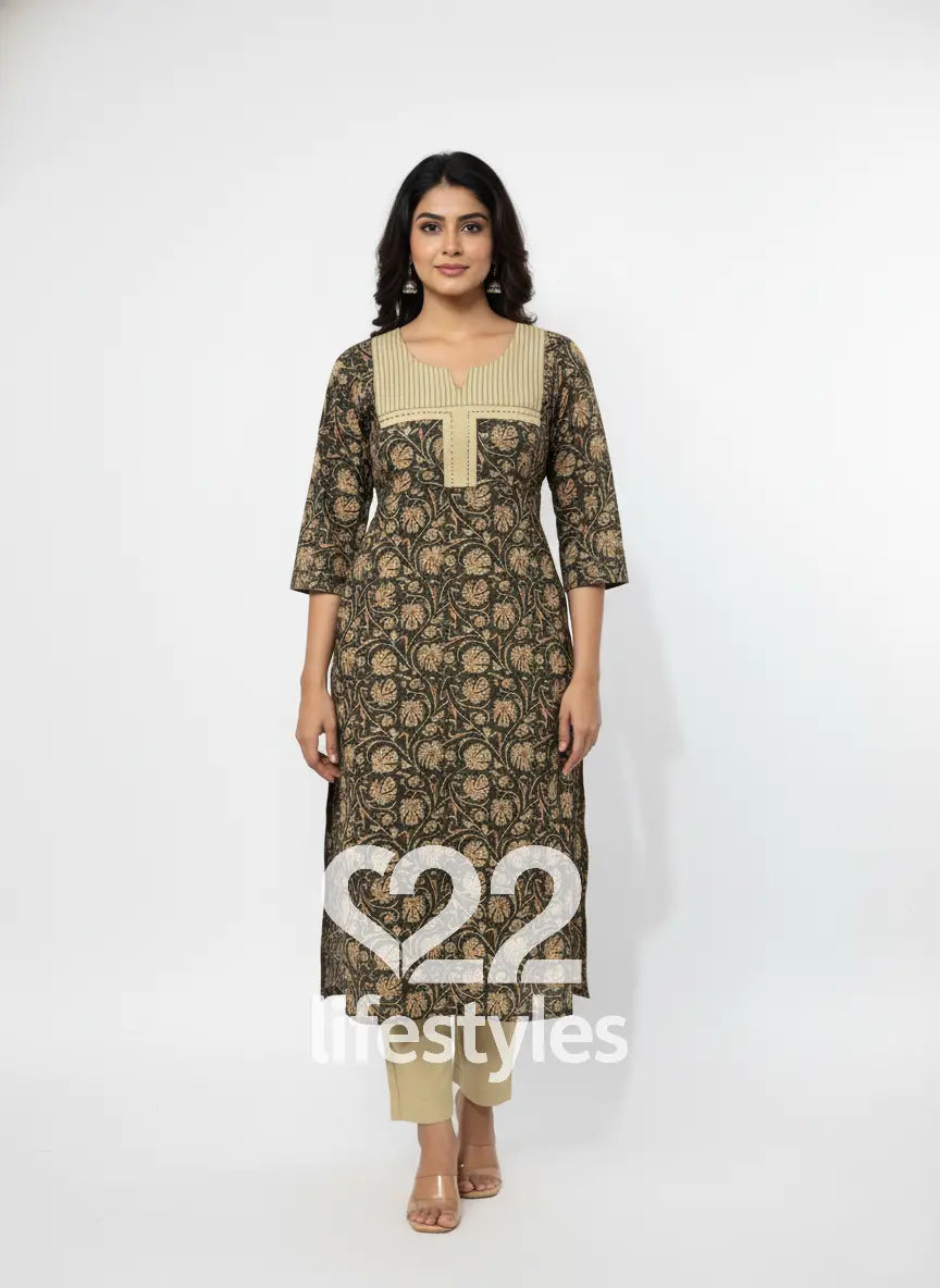 Green Kalamkari Kantha Readymade Salwar Suit