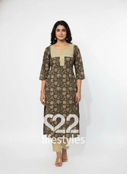 Green Kalamkari Kantha Readymade Salwar Suit