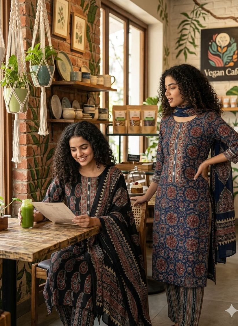 Pure Cotton Kurti Pant Dupatta Sets Size 38