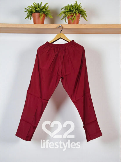 Red Muslin Readymade Salwar Suit