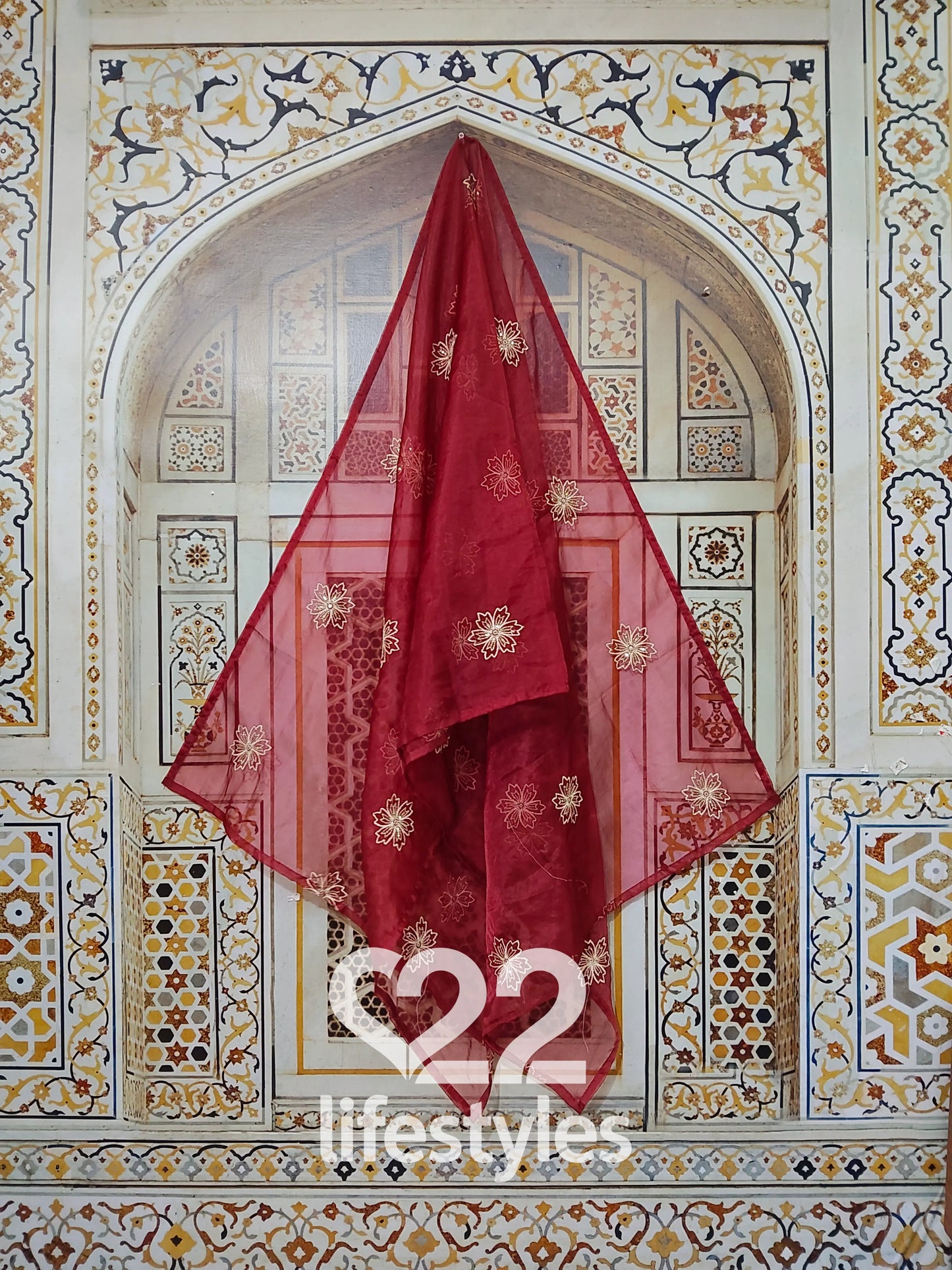 Red Muslin Readymade Salwar Suit