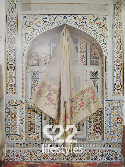 Beige Jamdani Readymade Salwar Suit